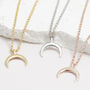 Mini Drop Crescent Moon Necklace Silver Or Gold Vermeil, thumbnail 1 of 6