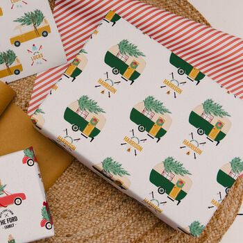 Personalised Christmas Caravan Wrapping Paper, 2 of 2