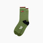 Embroidered Off Roader Striped Combed Cotton Socks In Green, thumbnail 3 of 4