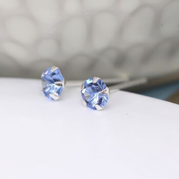 Tiny Sterling Silver Aquamarine Cz Stud Earrings, 4 of 11