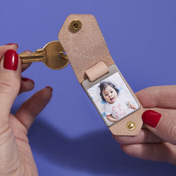 Personalised Metal Photo Keyring With Pink Leather Case, 5 of 10