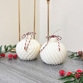 White Christmas Bauble Candle And Christmas Decoration, 3 of 9