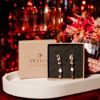 North Star Pearl Drop Gold Earrings, 2 of 3