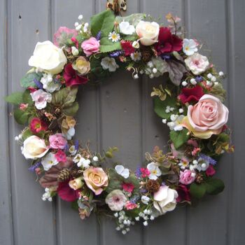 Spring Summer Wedding Rosy Posy Decorative Wreath, 12 of 12