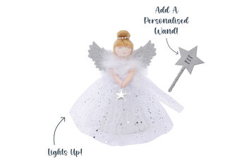 Silver Blonde Light Up Silver Angel Christmas Tree Topper, 4 of 10