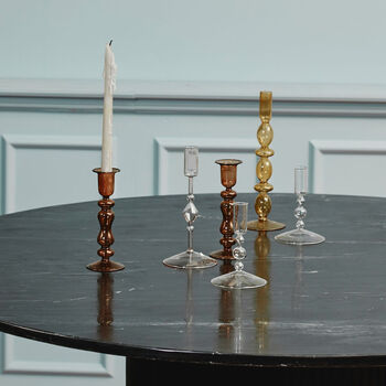Pink Chiros Handmade Glass Candlesticks, 2 of 4