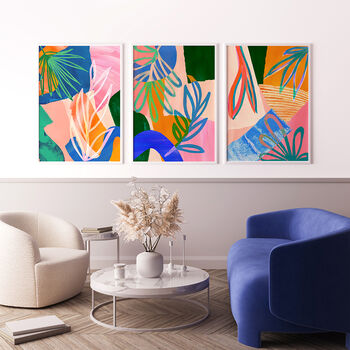 Colourful Abstract Leaf Print Set Of Three, 3 of 12