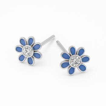 Sterling Silver Blue Forget Me Not Stud Earrings – 5mm, 3 of 11