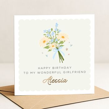 Personalised Birthday Card For Girlfriend With Flowers, 2 of 7