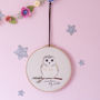 Personalised Owl Children's Room Embroidery Hoop, thumbnail 2 of 4
