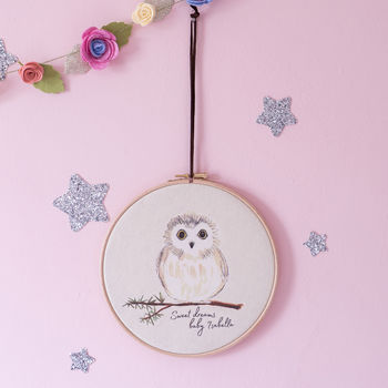 Personalised Owl Children's Room Embroidery Hoop, 2 of 4