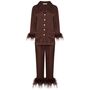 Luxury Chocolate Feather Silky Pyjama Set, thumbnail 8 of 8