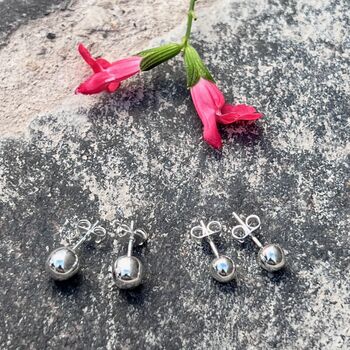 Ball Stud Earrings In Sterling Silver, 4 of 7
