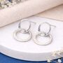 Sterling Silver Linked Hammered Hoop Stud Earrings – 9mm, thumbnail 1 of 8