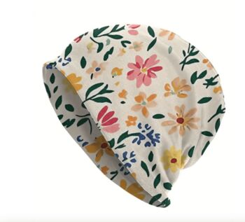 Soft Chemo Headwear Beanie Hat Bandana Cream Flowers, 5 of 5