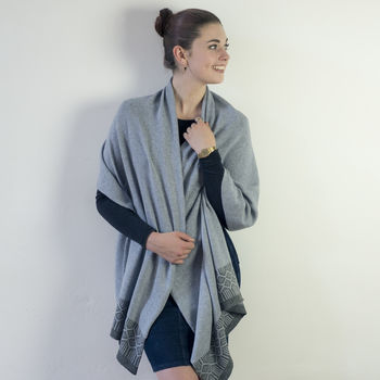 Knitted Shawl/Scarf In Seal/Cliff, 6 of 6