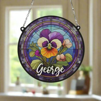 Pansy Personalised Stained Glass Effect Suncatcher, 4 of 7