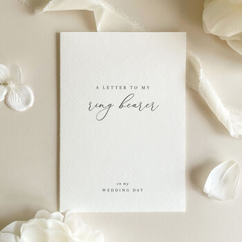 Luxury 'Letter To My Ring Bearer On My Wedding Day' Card, Elegant Calligraphy Design, 8 of 11