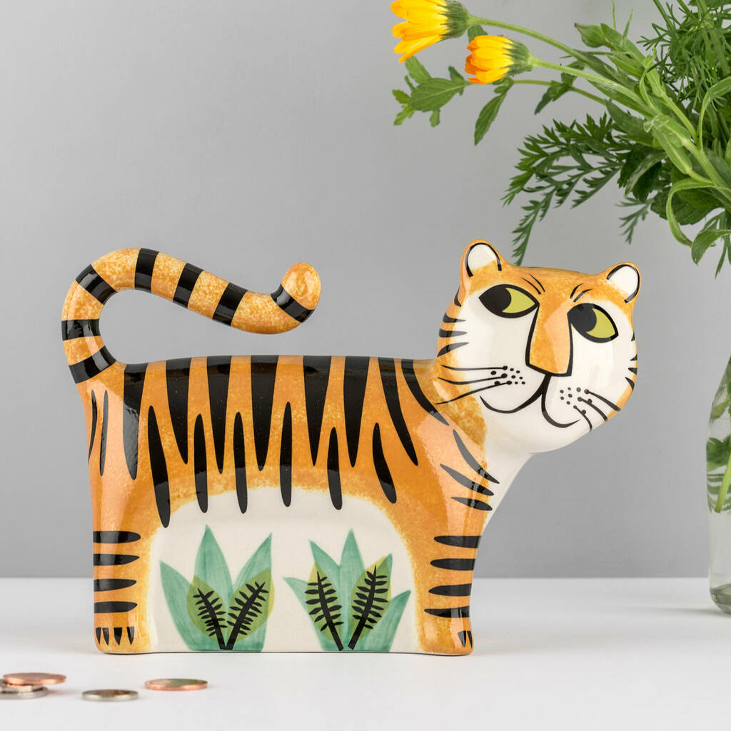 Handmade Ceramic Tiger Money Bank, 1 of 3