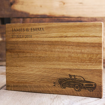 Just Married Personalised Oak Chopping, Serving Board, 5 of 6