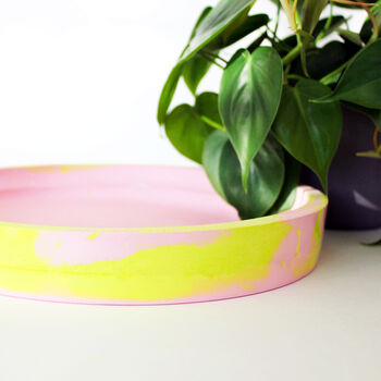 Pink And Lime Jesmonite Marbled Tray, 2 of 3