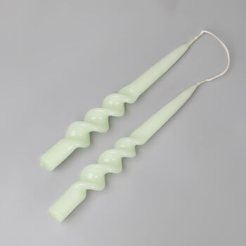 G Decor Mint Set Of Two Hand Dipped Dinner Candles, 3 of 3