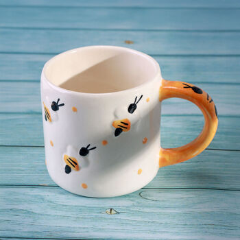 G Decor Handmade And Hand Painted Bee And Cherry Mug, 3 of 5