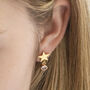 Gold Plated Star Birthstone Earrings, thumbnail 2 of 12