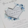 Geometric Heart Blue Floral Wedding Invitation Magnet, thumbnail 4 of 6