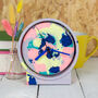 Lilac And Neon Marbled Jesmonite Clock, thumbnail 1 of 5