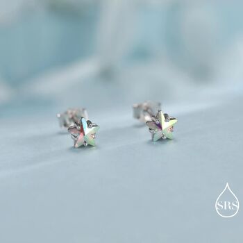 Aurora Ab Cz Star Stud Earrings In Sterling Silver, 2 of 11