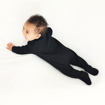 Black Zip Up Baby Sleepsuits Ribbed Newborn Essentials, 3 of 8
