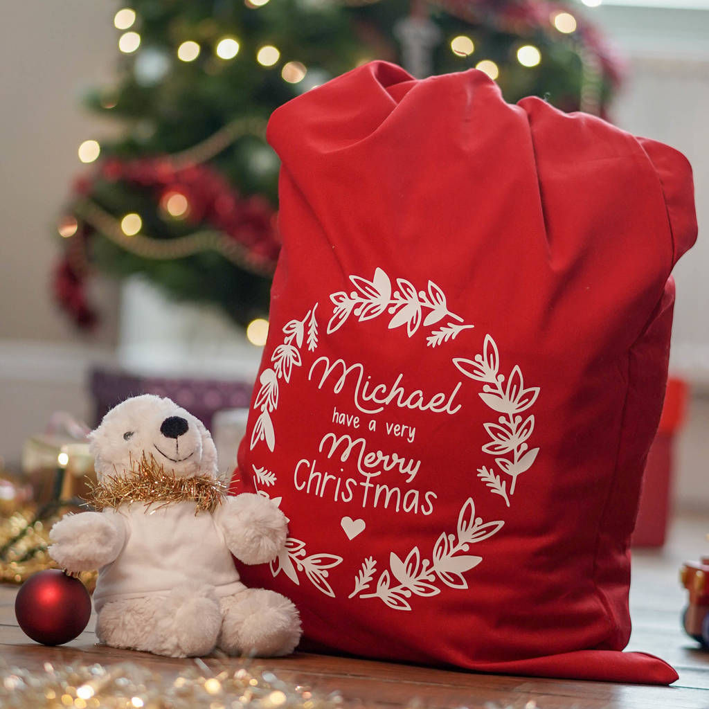 Personalised Traditional Red Christmas Sack, 1 of 5