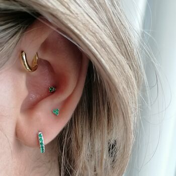 Green Stone Trinity Stud Earrings, 2 of 5