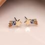 Gold Plated Rainbow Shooting Star Stud Earrings, thumbnail 2 of 7