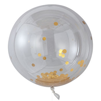Large Gold Confetti Clear Orb Balloons Three Pack, 2 of 3