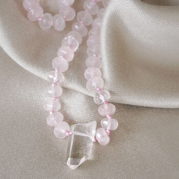 Rose Quartz And Quartz Statement Necklace, 2 of 4