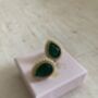Emerald Green Gold Pearl Stud Earrings, thumbnail 6 of 7
