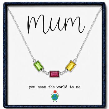 Personalised Baguette Cut Shaped Family Birthstones Necklace, 10 of 10