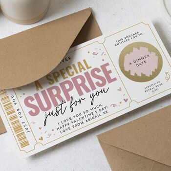Scratch Off Dinner Date Voucher For Gifrlfriend Or Boyfriend, 2 of 4
