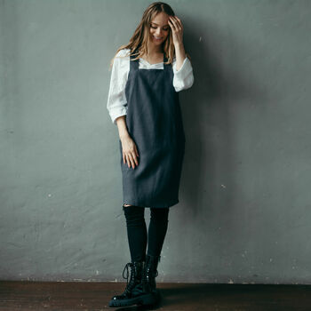 Grey Linen Pinafore Apron, 7 of 12