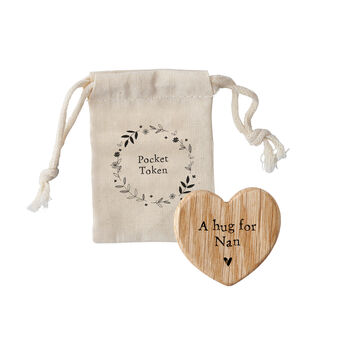 Send With Love 'A Hug For Nan' Heart Pocket Token In Bag | Sentiment | Keepsake, 2 of 2