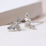 Tiny Bumble Bee Stud Earrings In Sterling Silver, thumbnail 2 of 10