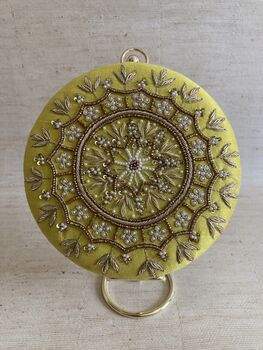Yellow Circular Handcrafted Clutch Bag, 5 of 6