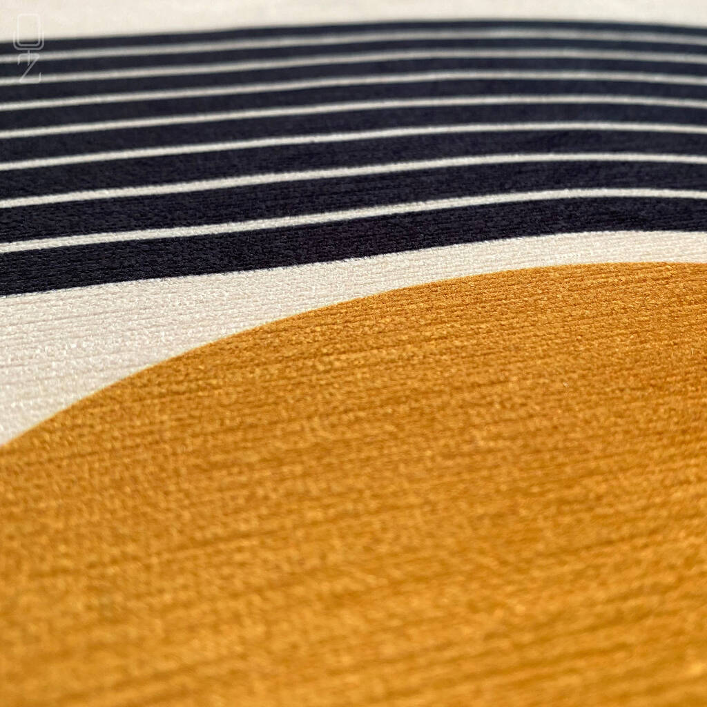 Orange And Black Geometric Abstract Cushion Cover By