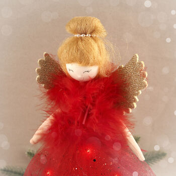 Large Light Up Red Angel Christmas Tree Topper, 2 of 7