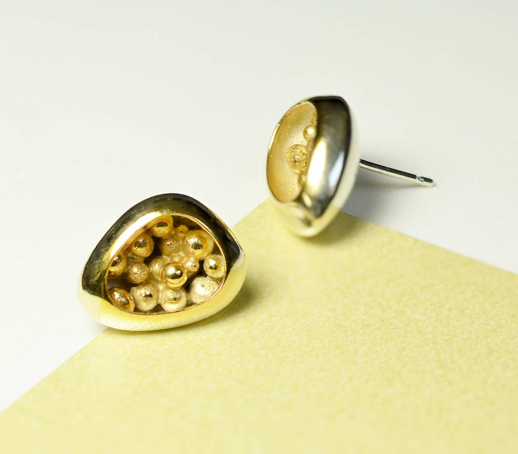 Sterling Silver Stud Earrings With Granulation By Sonja Bessant Jewellery