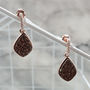 18k Rose Gold Plated Coffee Druzy Crystal Drop Earrings, thumbnail 1 of 4