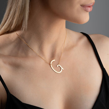 Large Sideway Initial Necklace In Sterling Silver, 3 of 7
