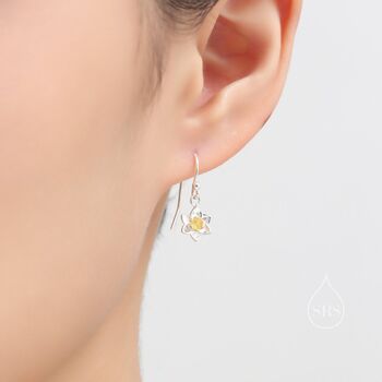 Daffodil Flower Drop Hook Earrings In Sterling Silver, 4 of 10